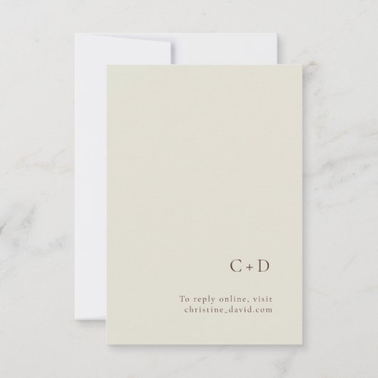 Minimalistische Beige Boho Bruiloft RSVP kaart (Achterkant)