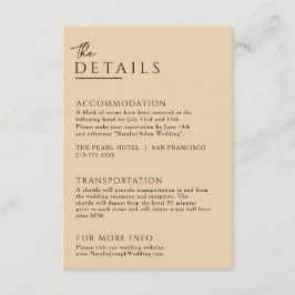 Minimalistische Beige Boho Chic Unieke bruiloft De Informatiekaartje