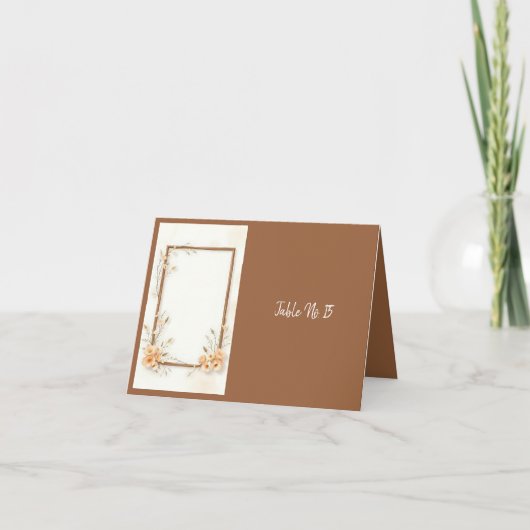 Minimalistische Beige Botanische Lijst Trouwtafel Bedankkaart (Voorkant)