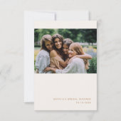 Minimalistische Beige Bruidsborrel Bedankkaart (Achterkant)