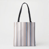 Minimalistische beige en wit gestreepte Canvas tas (Voorkant)