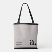 Minimalistische Beige Faux Linen Look Monogram Naa Tote Bag (Achterkant)