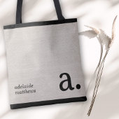 Minimalistische Beige Faux Linen Look Monogram Naa Tote Bag