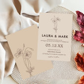 Minimalistische Beige Floral Wedding Kaart