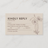 Minimalistische Beige Floral Wedding RSVP Informatiekaartje (Voorkant)