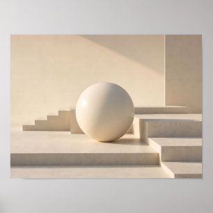 Minimalistische Beige Geometrische Bol Abstracte P Poster
