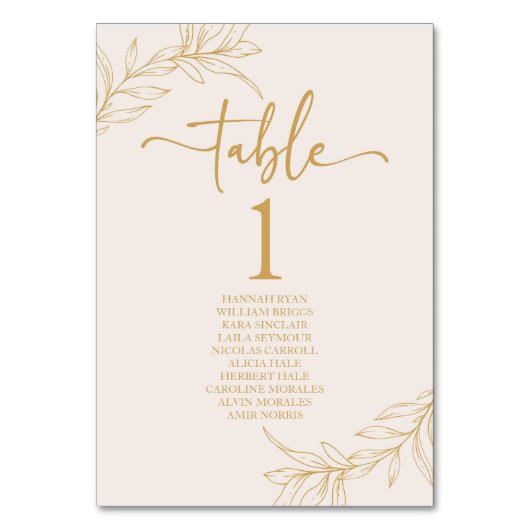 Minimalistische Beige Gouden Tak Blad Bruiloft Kaart (Voorkant)