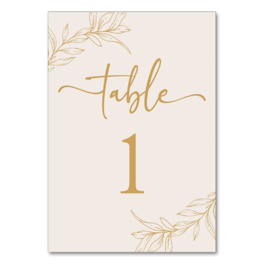 Minimalistische Beige Gouden Tak Blad Bruiloft Kaart (Achterkant)