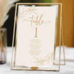 Minimalistische Beige Gouden Tak Blad Bruiloft Kaart<br><div class="desc">Dit is een minimalistische Beige Gold Branch Leaf Trouwtafel nummer w / Namen!</div>