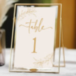 Minimalistische Beige Gouden Tak Blad Bruiloft Kaart<br><div class="desc">Dit is een minimalistisch Beige Gold Branch Leaf Wedding Table nummer!</div>