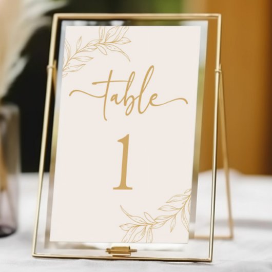 Minimalistische Beige Gouden Tak Blad Bruiloft Kaart