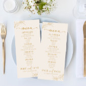 Minimalistische Beige Gouden Tak Blad Bruiloft Menu