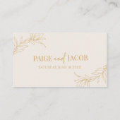 Minimalistische Beige Gouden Tak Blad Bruiloft Plaatskaartje (Achterkant)