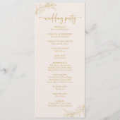 Minimalistische Beige Gouden Tak Blad Bruiloft Programmakaart (Achterkant)