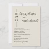 Minimalistische Beige huwelijksuitnodiging Kaart (Voorkant)