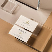Minimalistische Beige linnen & Gold Justice Scale Visitekaartje