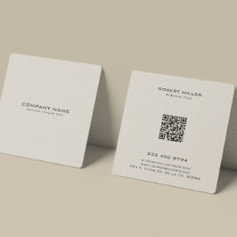 Minimalistische Beige Linnen Textuur Vierkante Visitekaartje