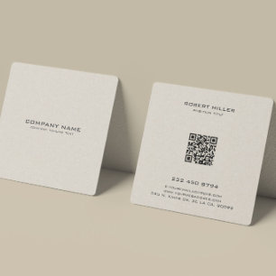 Minimalistische Beige Linnen Textuur Vierkante Visitekaartje