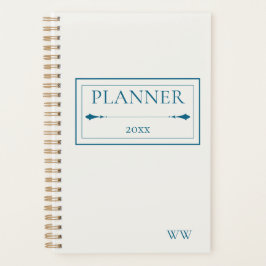Minimalistische Beige & Marineblauwe Gepersonalise Planner