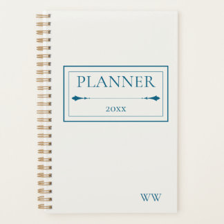 Minimalistische Beige & Marineblauwe Gepersonalise Planner