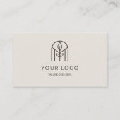 Minimalistische Beige Moderne Boog Logo QR Code Visitekaartje (Voorkant)