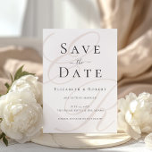 Minimalistische Beige Monogram Custom Photo Weddin Save The Date