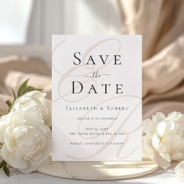 Minimalistische Beige Monogram Trouwen Save the Da Date