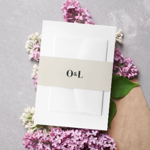 Minimalistische Beige Monogram Trouwjurk Uitnodigingen Wikkel