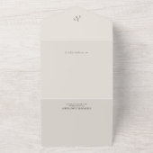 Minimalistische Beige Monogram Wildflower Wedding All In One Uitnodiging (Buitenkant)
