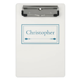 Minimalistische Beige & Navy Blau Gepersonaliseerd Mini Klembord