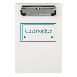 Minimalistische Beige & Navy Blau Gepersonaliseerd Mini Klembord