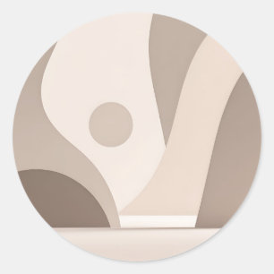 Minimalistische Beige Organische Abstracte Vormen Ronde Sticker