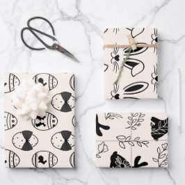 Minimalistische Beige Paashaas & Ei set van 3 Inpakpapier Vel