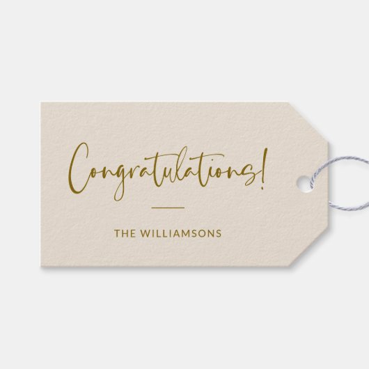 Minimalistische Beige Persoonlijke Felicitaties Cadeaulabel (Voorkant (Horizontaal))