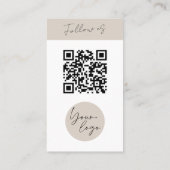 Minimalistische Beige QR Code Logo Visitekaartje (Achterkant)