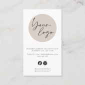Minimalistische Beige QR Code Logo Visitekaartje (Voorkant)