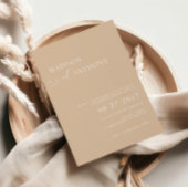 Minimalistische beige QR-code RSVP in één bruiloft Kaart