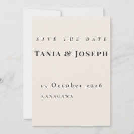 Minimalistische Beige Save The Date Kaart