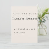 Minimalistische Beige Save The Date Kaart (Staand voorkant)