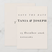 Minimalistische Beige Save The Date Kaart (Voorkant / Achterkant)