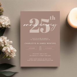 Minimalistische beige script 25ste huwelijksverjaa kaart