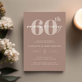 Minimalistische beige script 60ste huwelijksverjaa kaart