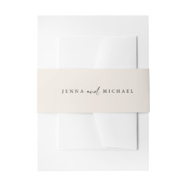 Minimalistische Beige Script Bruiloft Uitnodigingen Wikkel