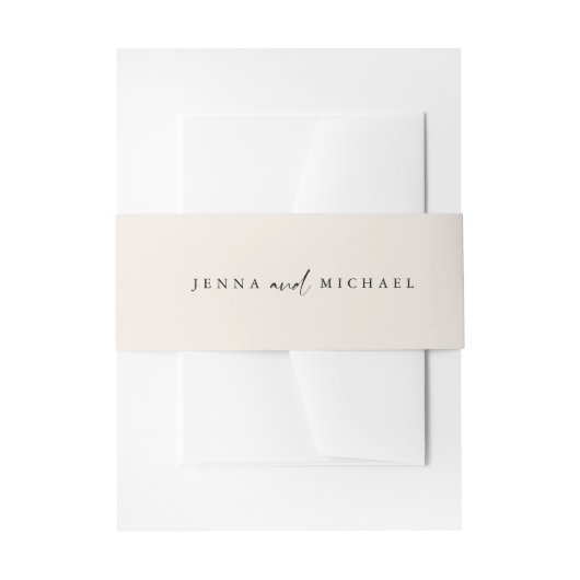 Minimalistische Beige Script Bruiloft Uitnodigingen Wikkel (Voorkant Voorbeeld)