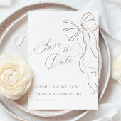 Minimalistische Beige Strik Save the Date Kaart