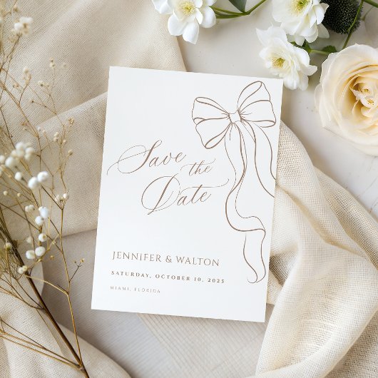 Minimalistische Beige Strik Save the Date Kaart