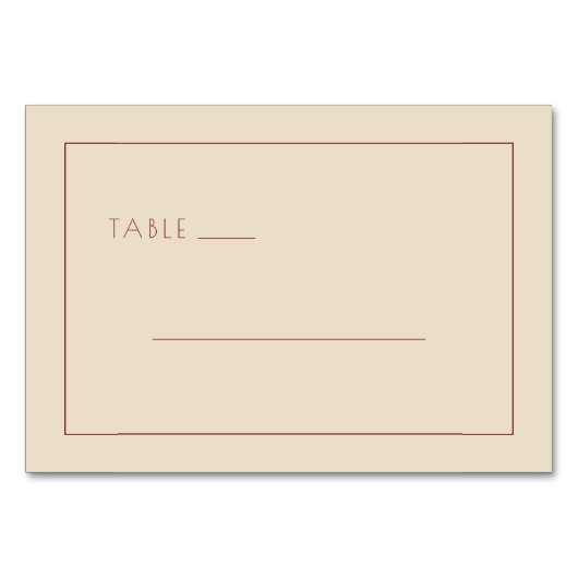 Minimalistische Beige Tafel Label Kaart (Voorkant)