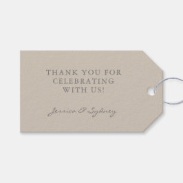 Minimalistische Beige Taupe Script Aangepaste Dank Cadeaulabel