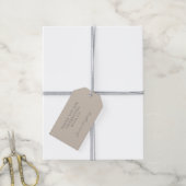 Minimalistische Beige Taupe Script Aangepaste Dank Cadeaulabel (Met Touw)