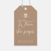 Minimalistische beige teddybeer Baby shower Pop he Cadeaulabel (Voorkant)